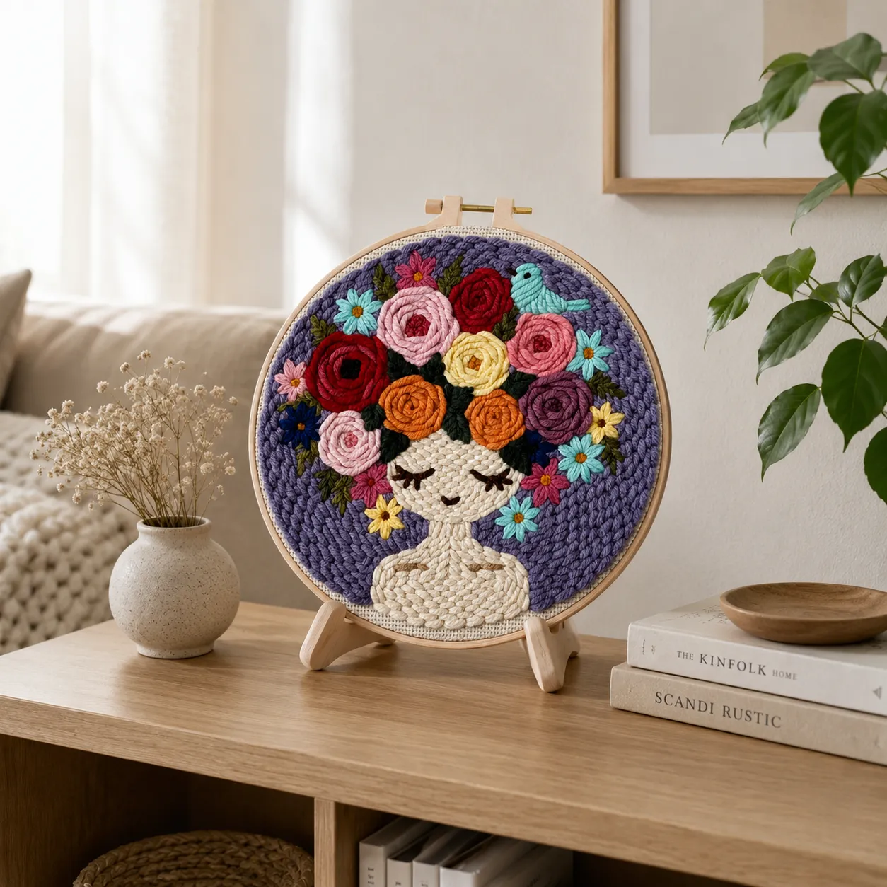 Craftsy Punch Needle Mediterende Blomsterpige sæt 20 cm pige