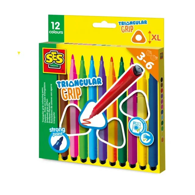 SES Creative Trekant Grip tuscher 12 stk vaskbare