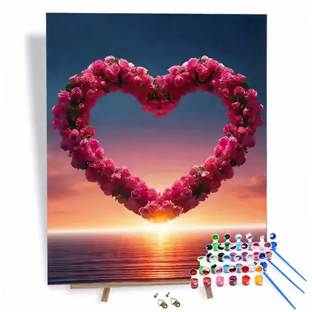 craftsy.dk Hjerte af Blomster mal efter tal 40x50 cm blomster