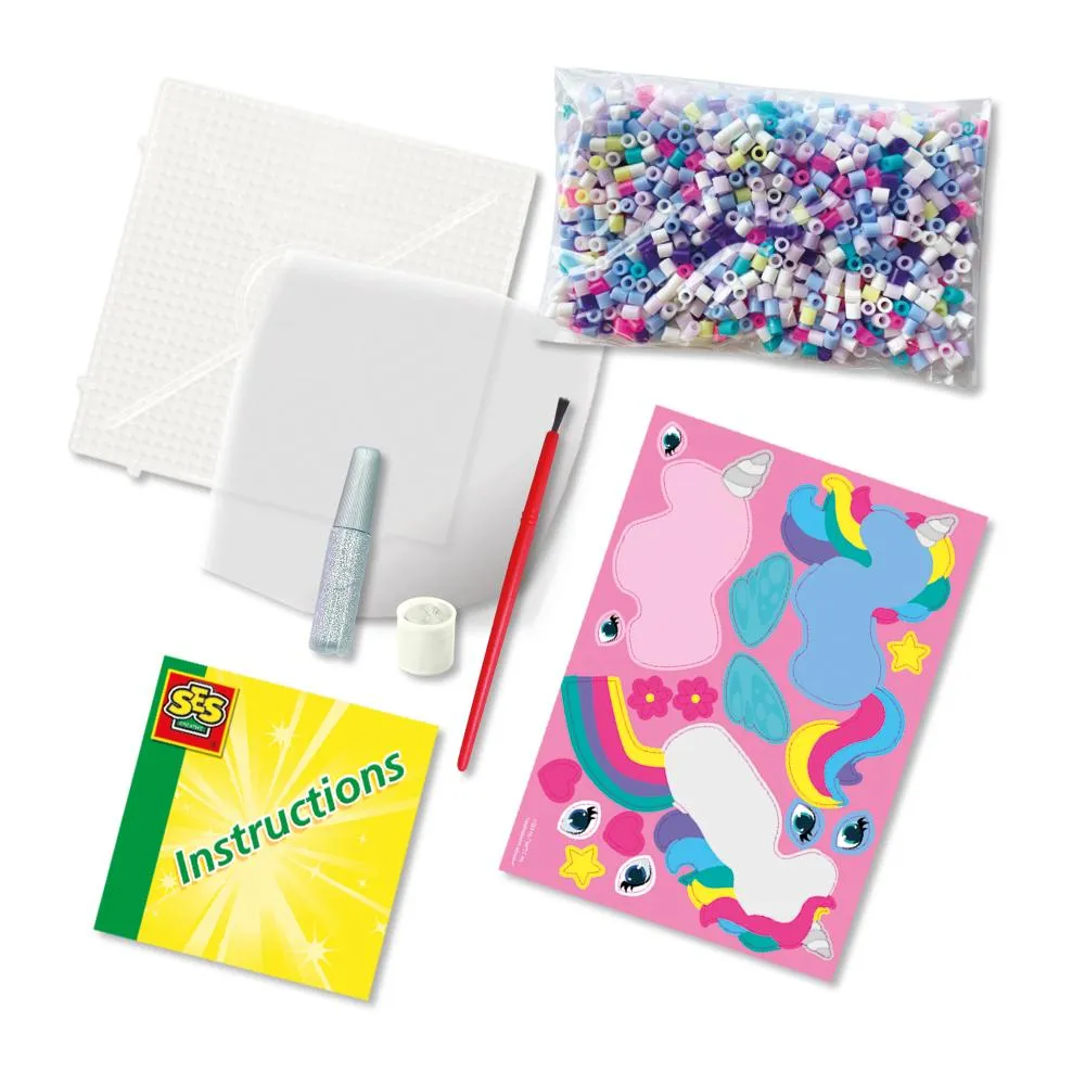 SES Creative Beedz strygeperler unicorns 3D 1800 stk med glitter