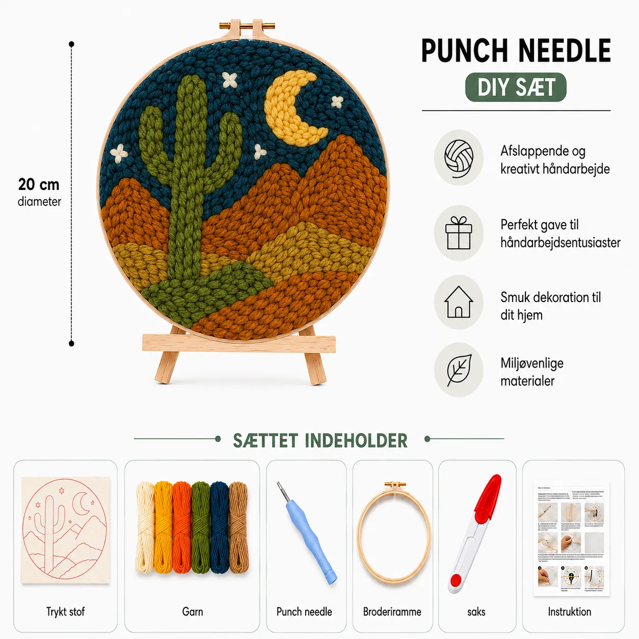 craftsy.dk Punch Needle Ørkennat broderisæt 20 cm nat