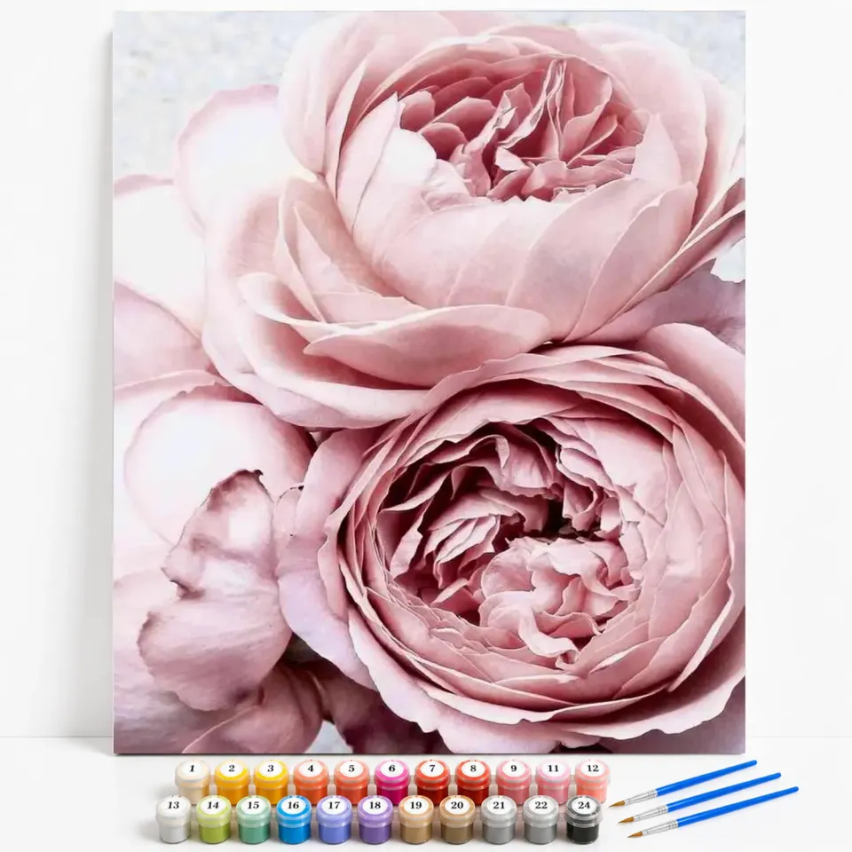 craftsy.dk Lyserøde Blomster mal efter tal 40x50 cm uden ramme