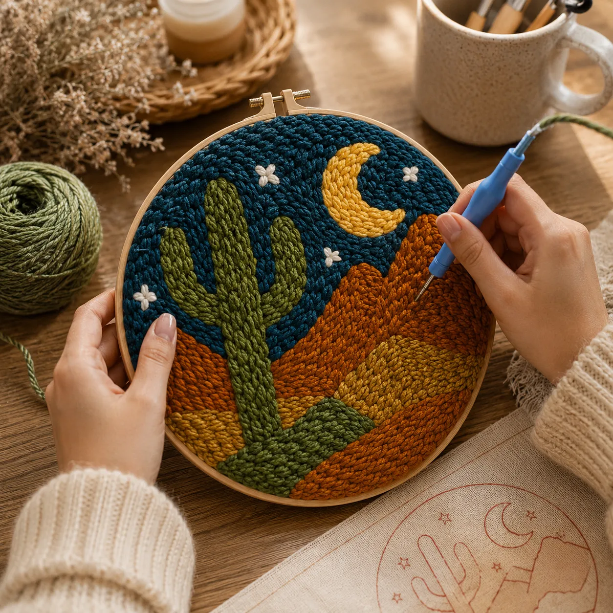 craftsy.dk Punch Needle Ørkennat broderisæt 20 cm nat