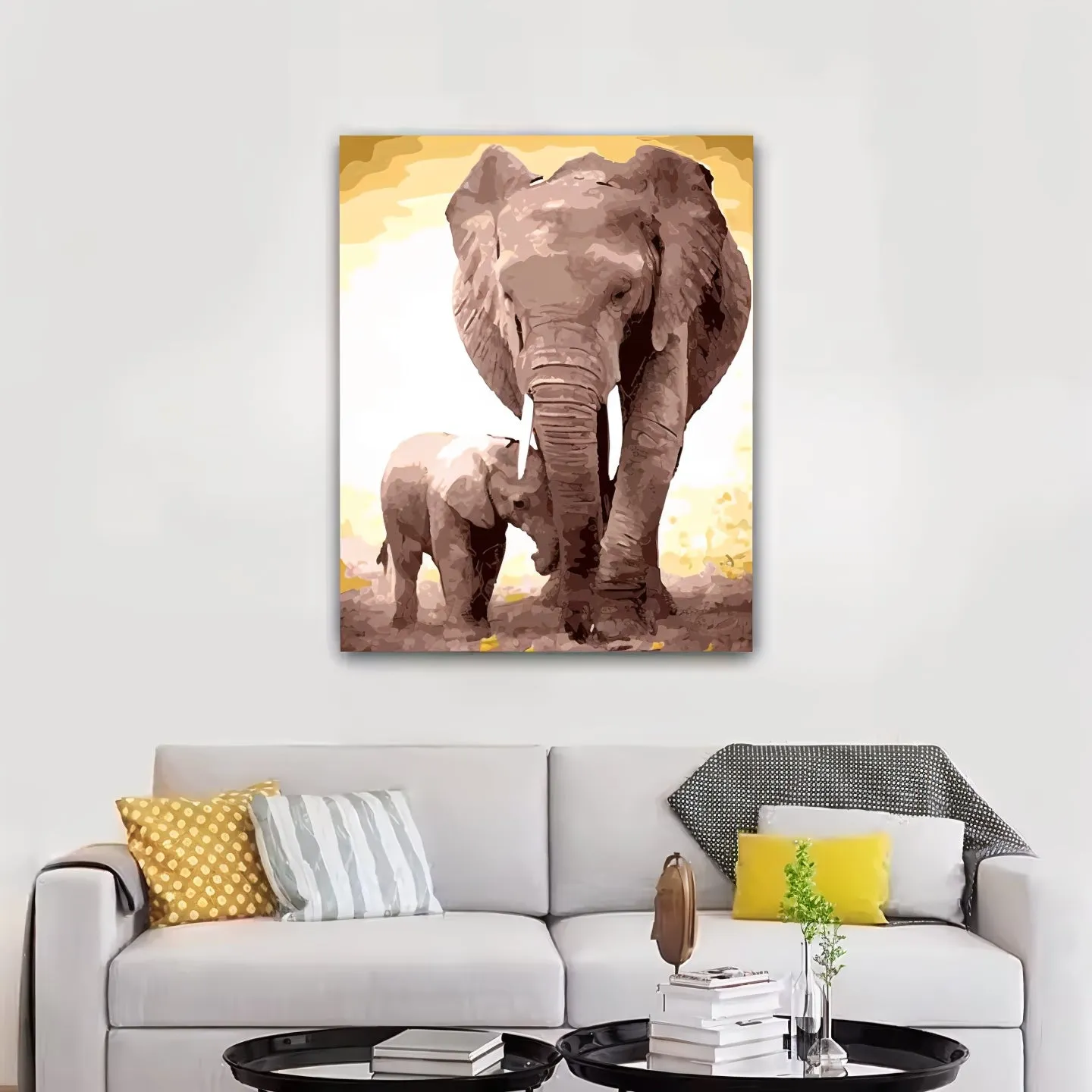 Craftsy.dk Elefanter mal efter tal 40x50 cm dyremotiv