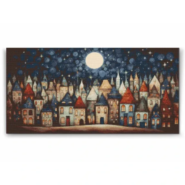 Road2Art Lille Landsby diamond paint 40x80 cm rund