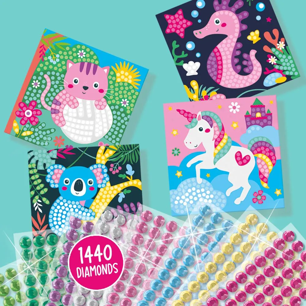 SES Creative Diamond Painting glade dyr diamantsæt 4 kort