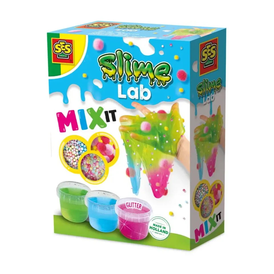 SES Creative Slime Lab Mix It slimsæt blå rosa grøn