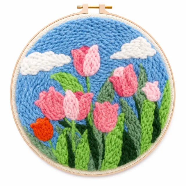 Craftsy Punch Needle Forårstulipaner sæt 20 cm lyserød
