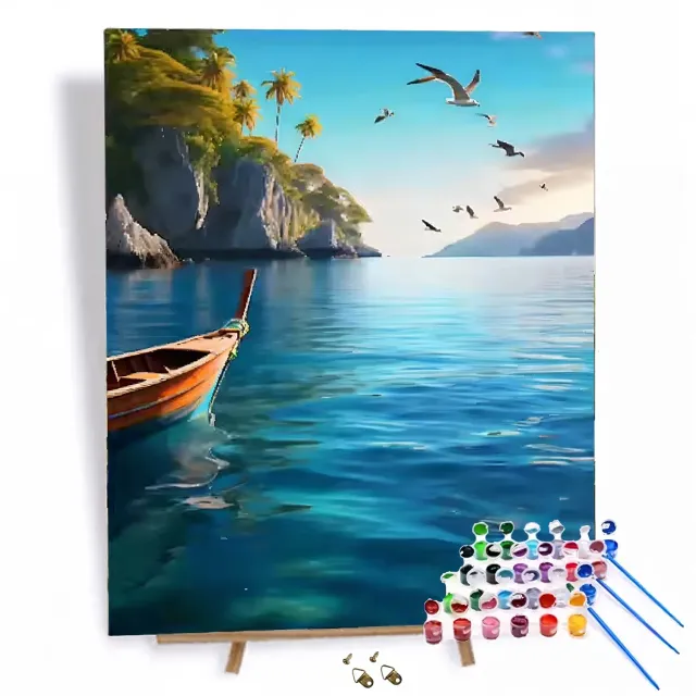 craftsy.dk Hav og Måger mal efter tal 40x50 cm strand