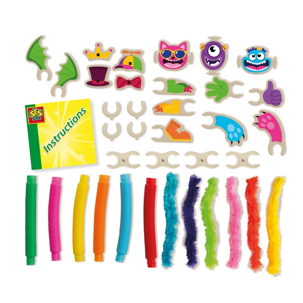 SES Creative Fuzzy Tubes kreasæt 6 farver med trædele