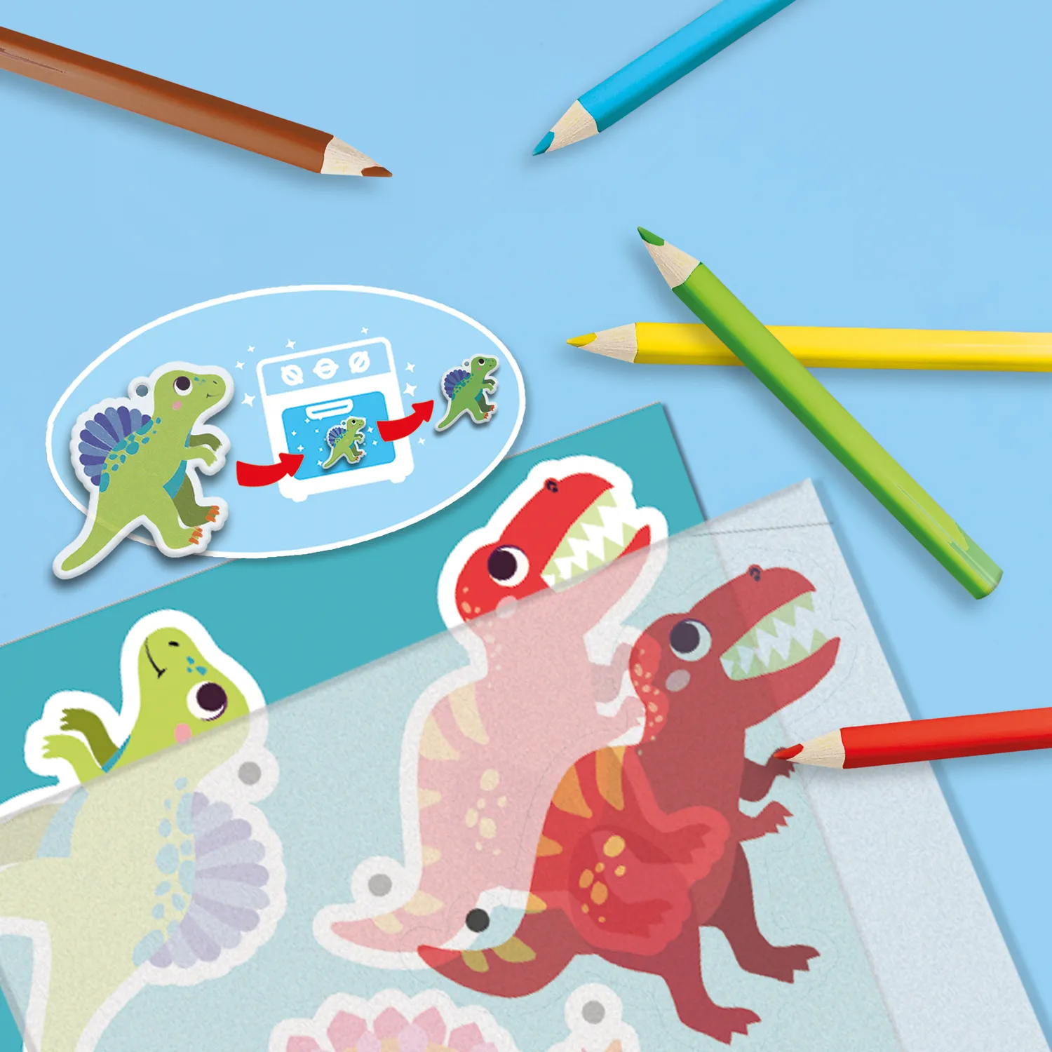SES Creative Krympeplast Dino nøgleringe sæt fra 5 år