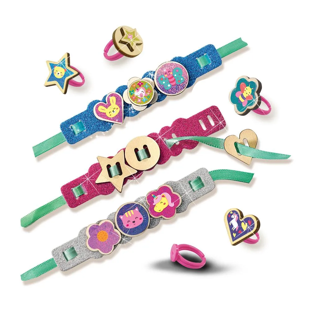 SES Creative Glitter Smykkesæt Ringe og Armbånd 8 dele