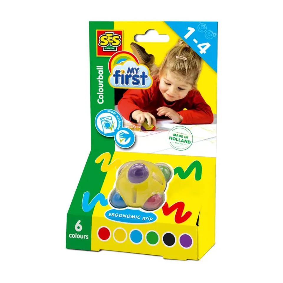 SES Creative My First Colourball farvekridt bold 6 farver