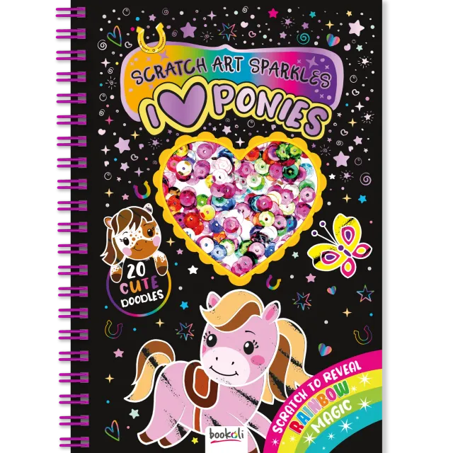 Decoden Magic Scratch Art Sparkles Ponies kradsebog med pailletter