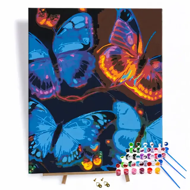 Craftsy Neon Sommerfugle mal efter tal 40x50 cm neon