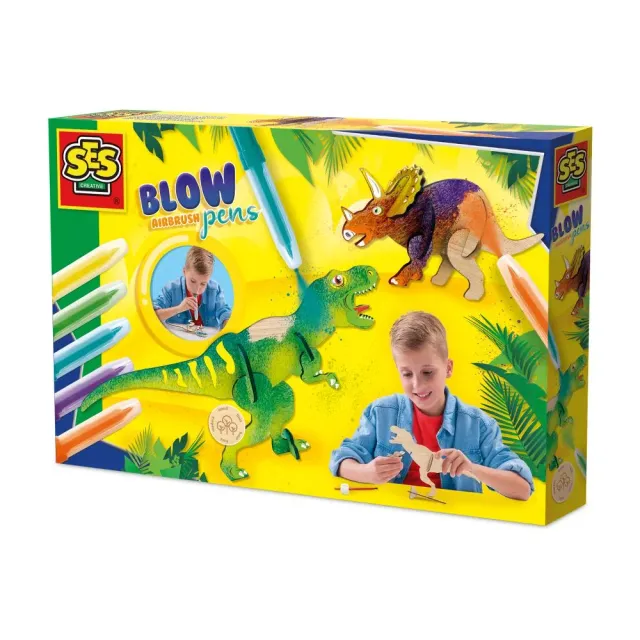 SES Creative Blow Airbrush dino pustetusser træfigurer 5 stk