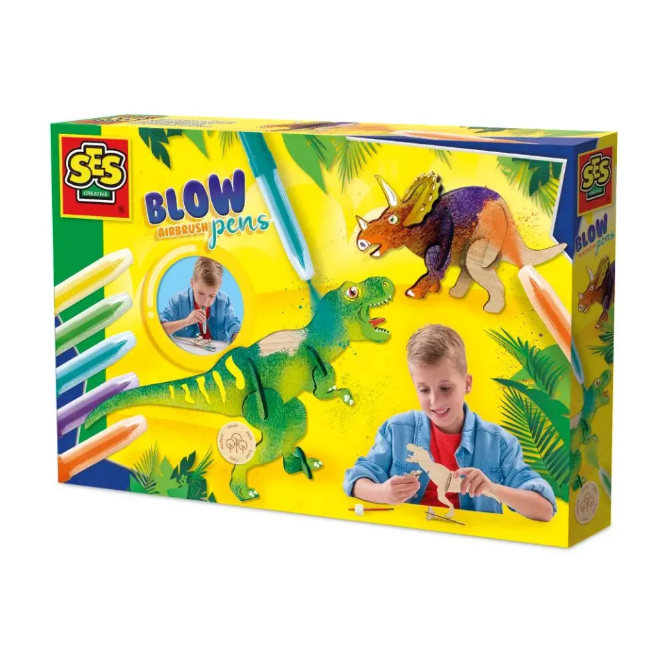 SES Creative Blow Airbrush dino pustetusser træfigurer 5 stk