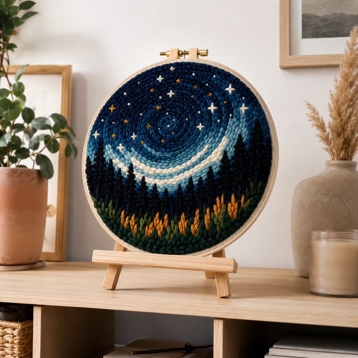 craftsy.dk Stjernehimmel over Skoven punch needle sæt 20 cm