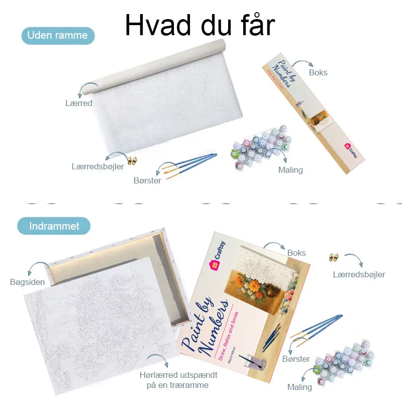 Craftsy Gade med Blomster mal efter tal 40x50 cm landskab