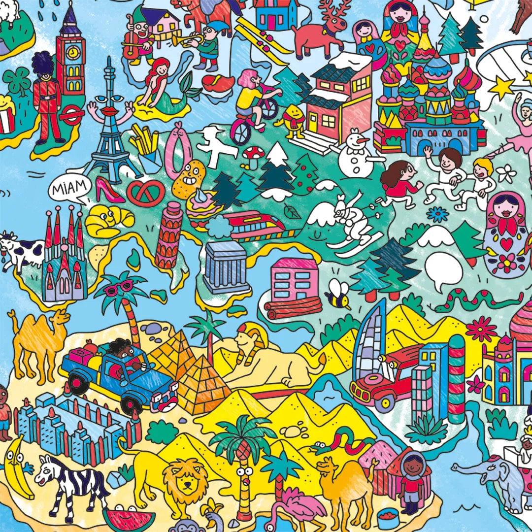OMY Atlas kæmpe maleplakat verdenskort