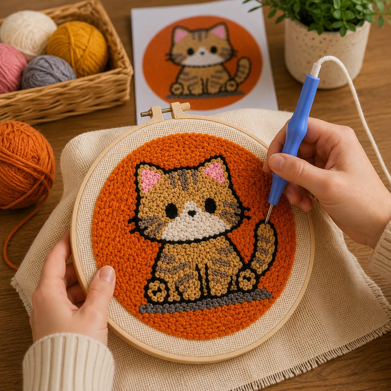 craftsy.dk Sød Kat punch needle sæt 20 cm kat