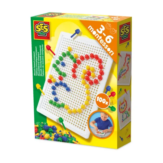 SES Creative mosaikbræt compact mosaikspil 100 pinde genbrugelig