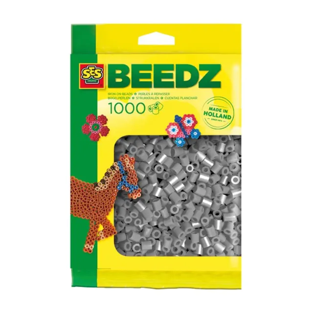 SES Creative Beedz rørperler 1000 stk grå PVC-fri
