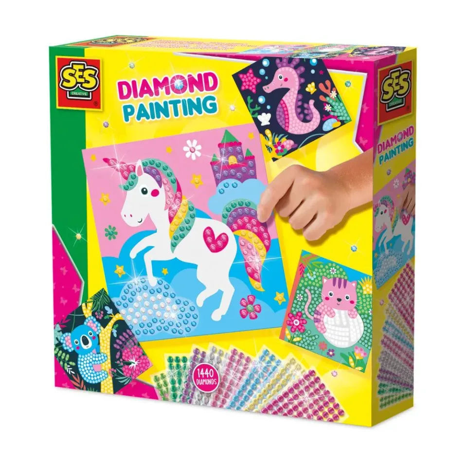 SES Creative Diamond Painting glade dyr diamantsæt 4 kort