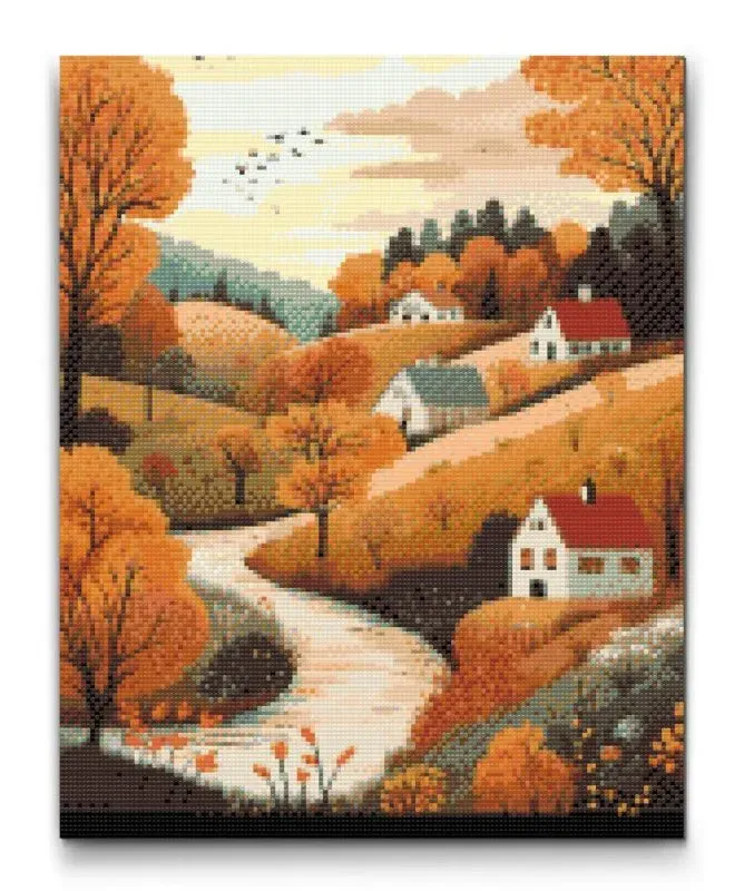 Road2Art Efterårslandskab diamond paint 30x40 cm runde