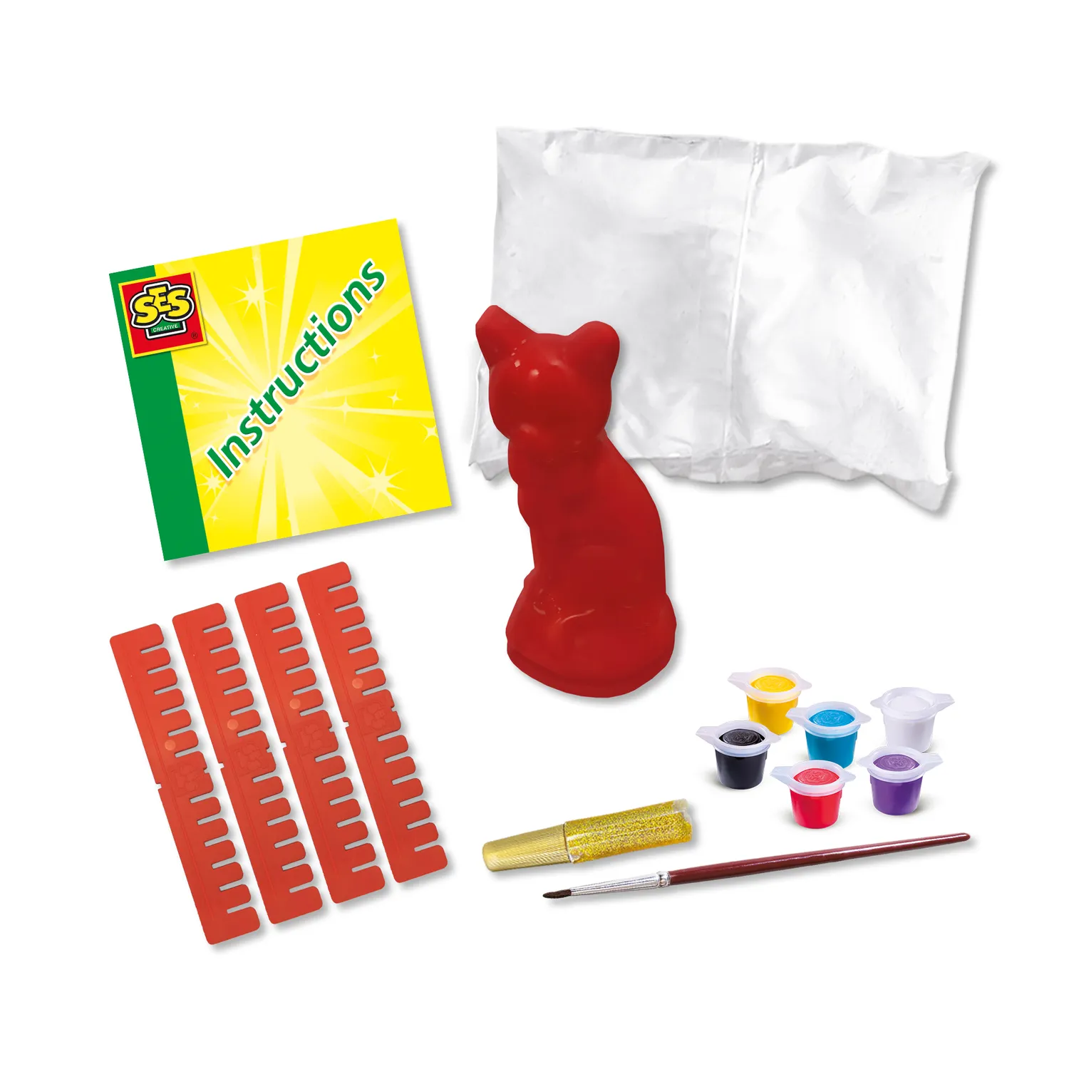 SES Creative støb og mal kat gipsfigursæt med glitter