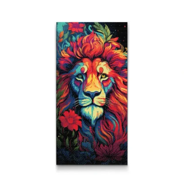 Road2Art Diamond Paint Blomstrende Løve diamantmaleri 40x80