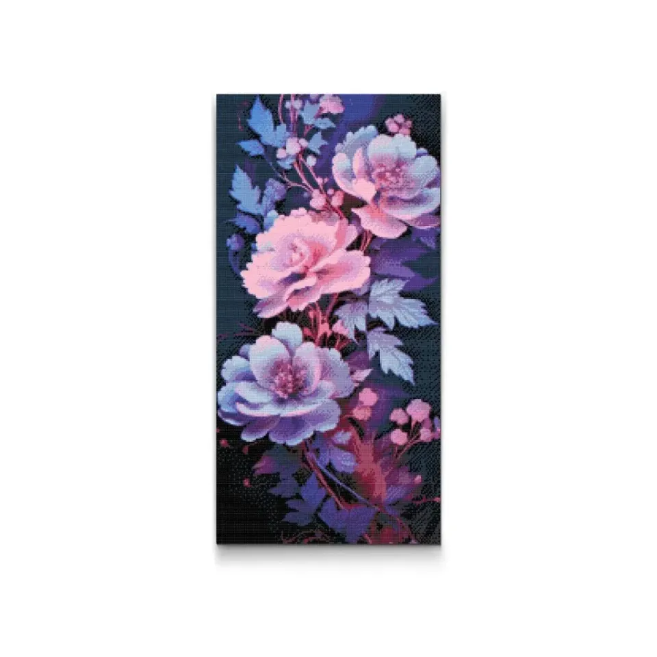 Road2Art Midnatsblomster diamond paint 40x80 cm firkantet