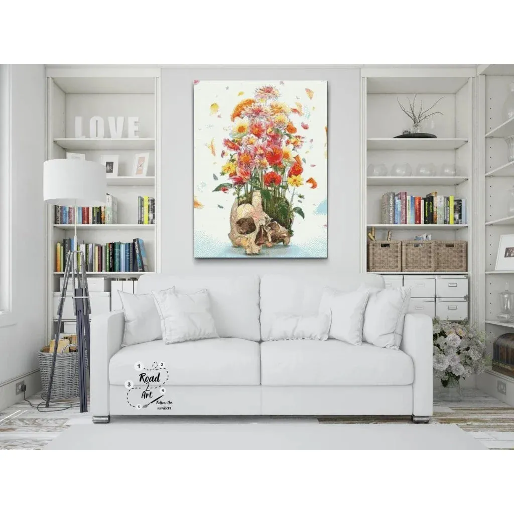 Road2Art Blomster i Kranium diamond paint 30x40 5D