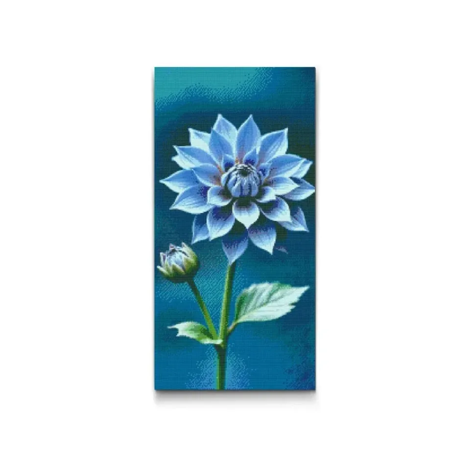 Road2Art Blå blomst diamond painting 40x80 cm