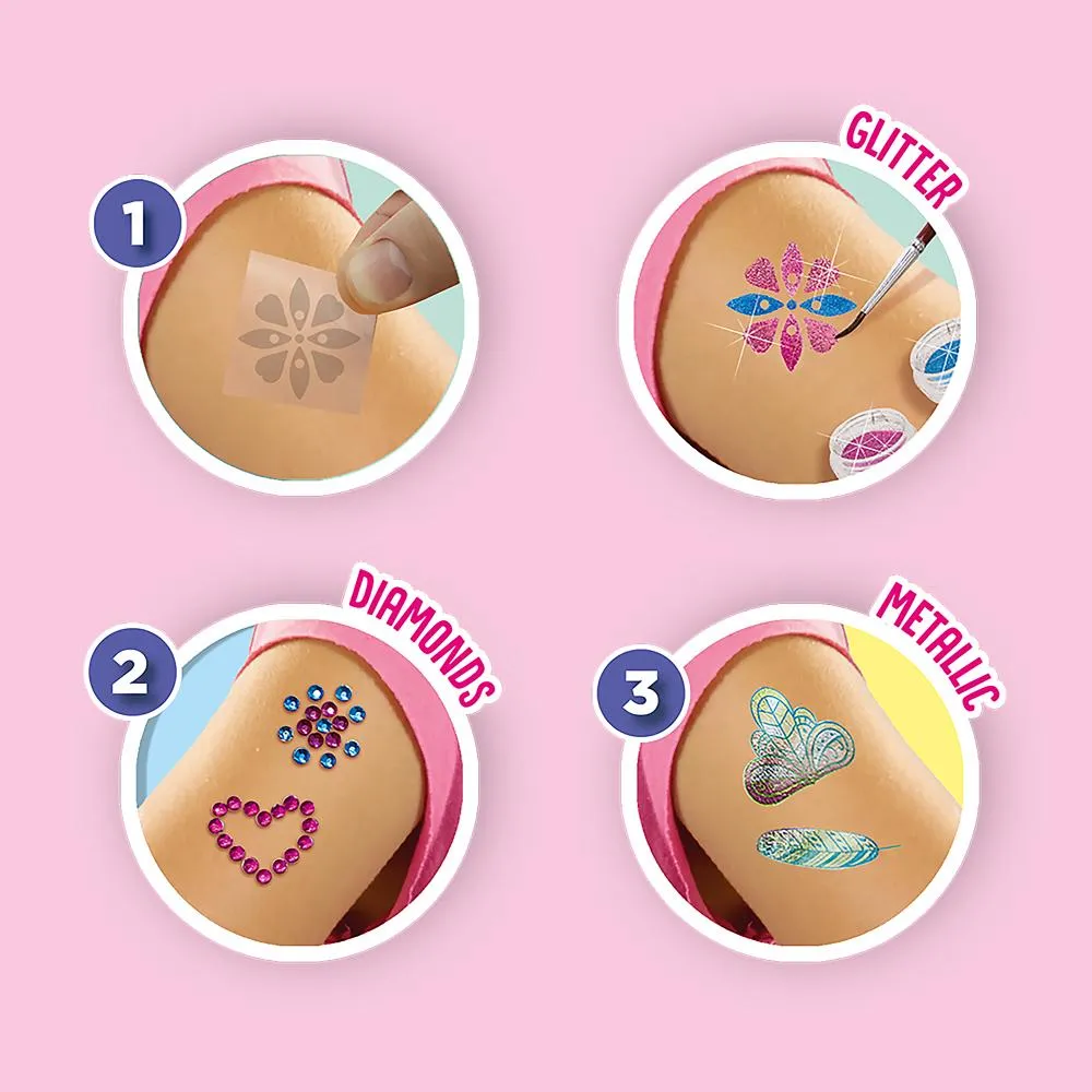 SES Creative 3 in 1 Glamour Tattoos sæt med glitter