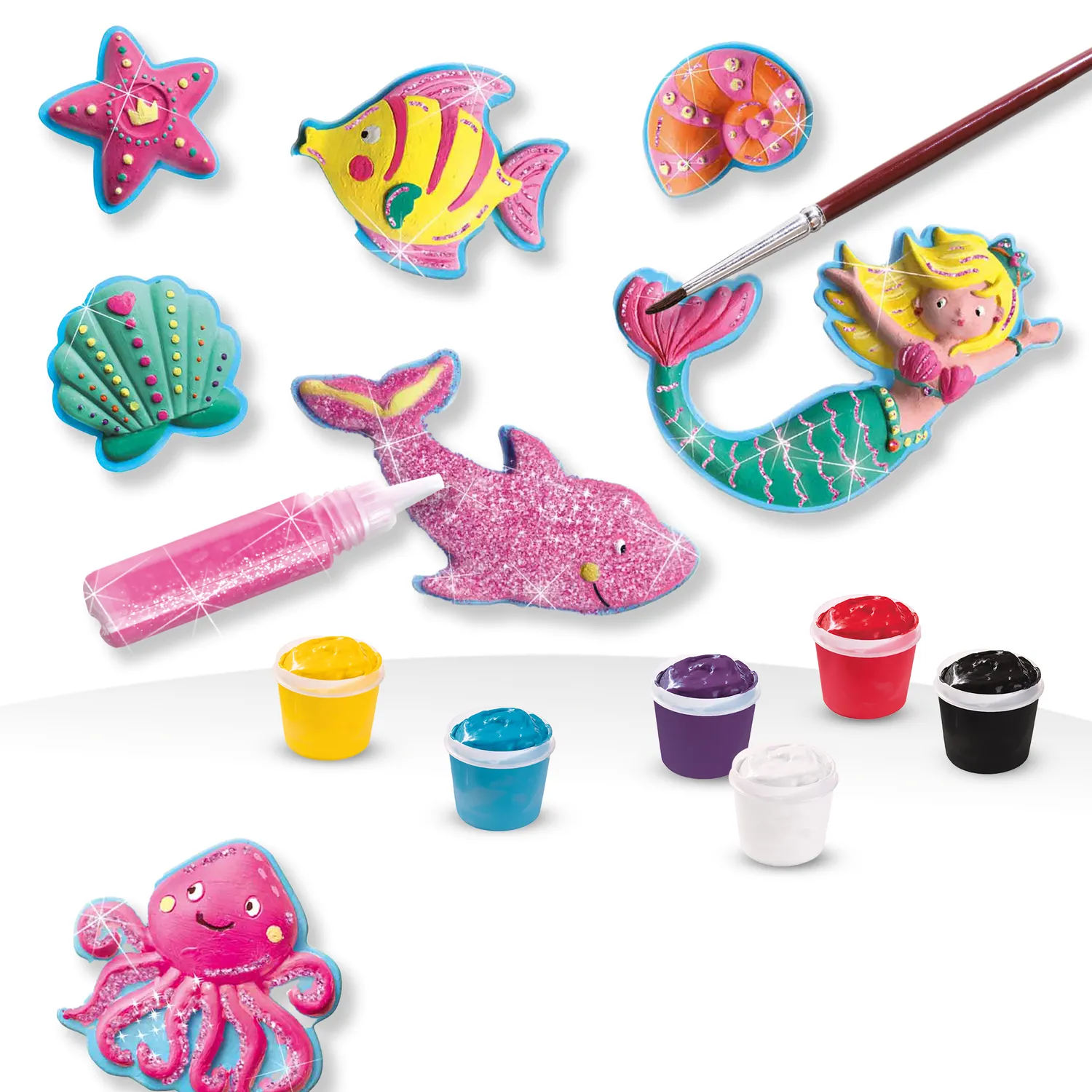 SES Creative Støb og mal sæt oceanfigurer med 6 farver