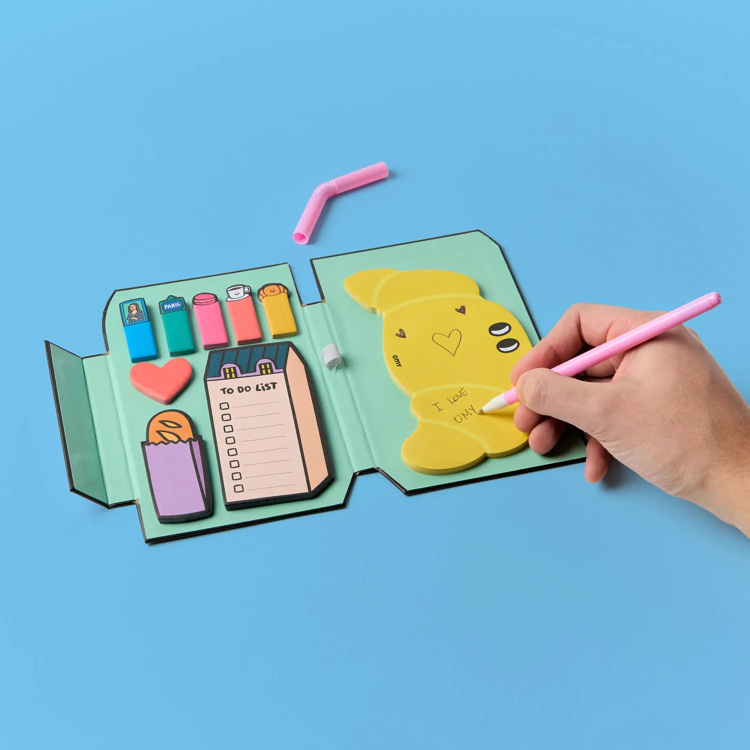 OMY Paris sticky notes blok med pen