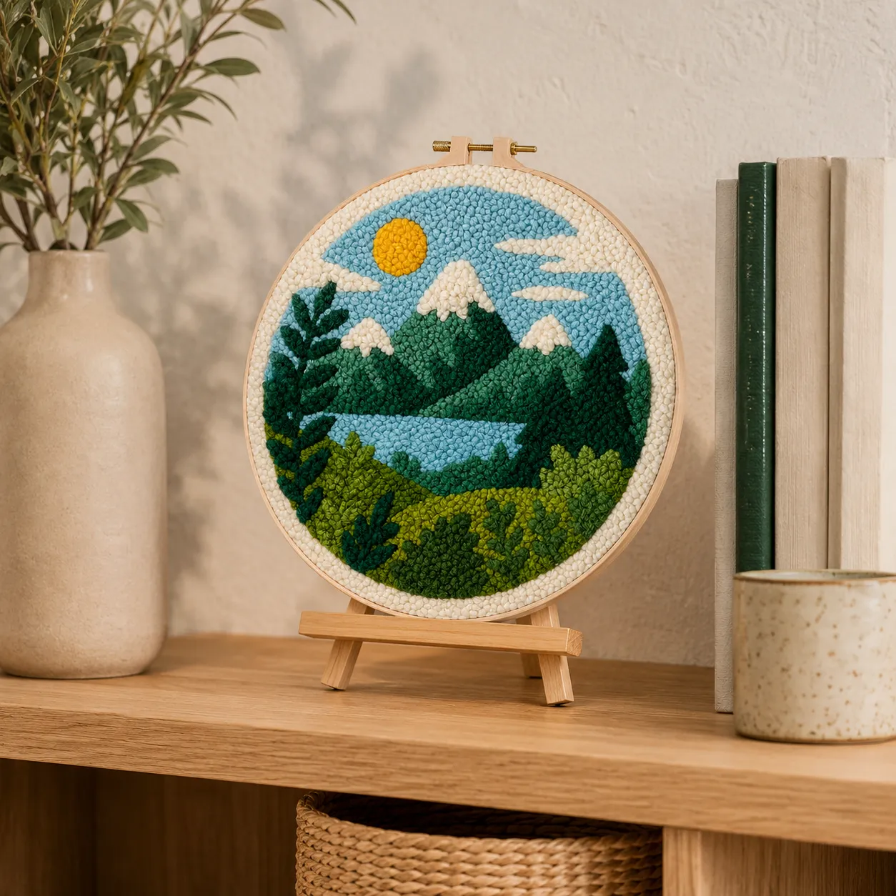 Craftsy Bjerglandskab punch needle sæt 20 cm med ramme