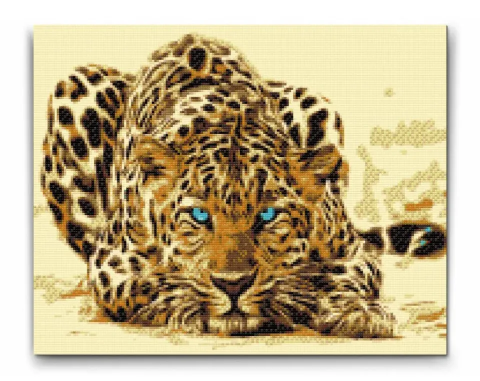 Road2Art Blåøjet Gepard diamond painting 40x50 cm runde