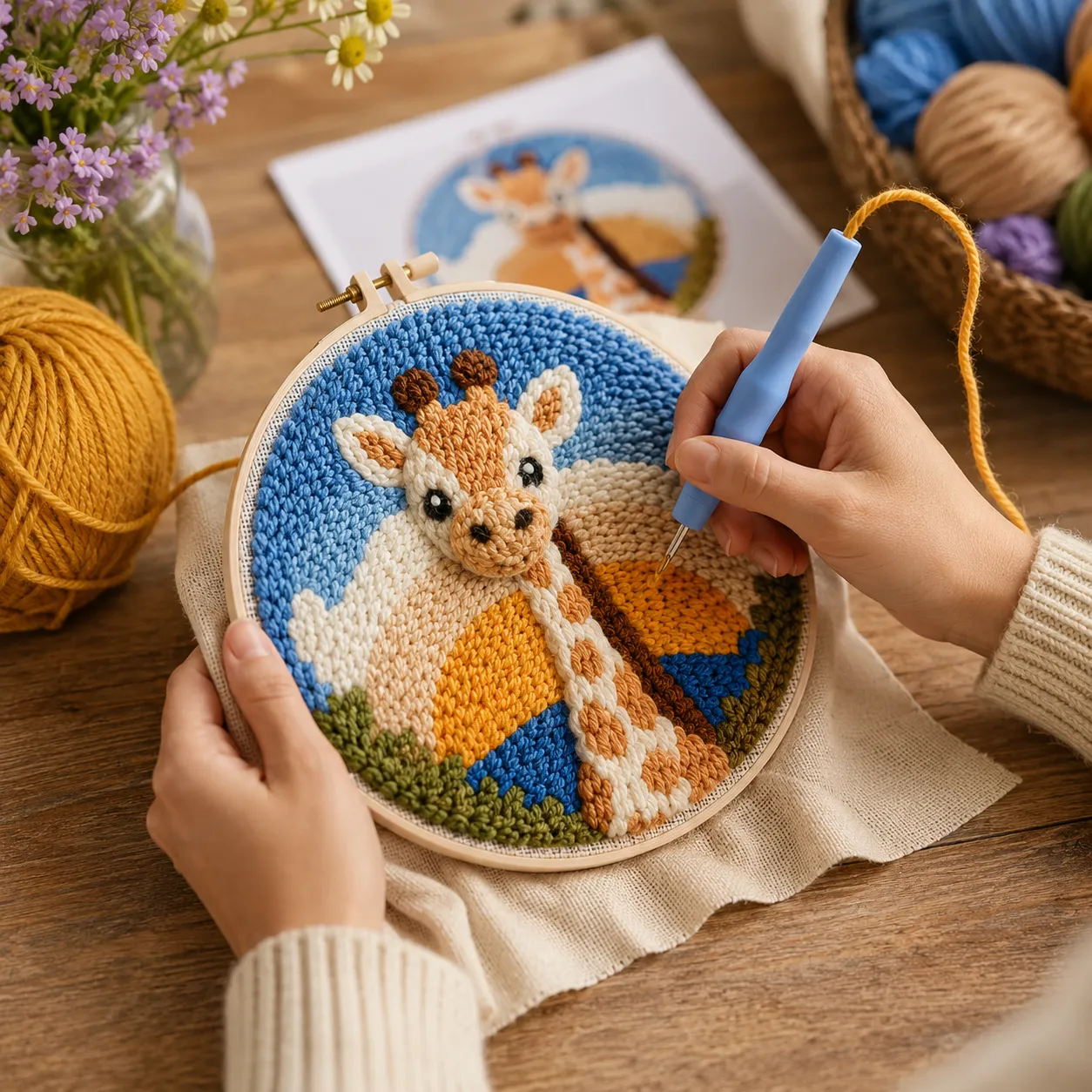 Craftsy Sød Giraf punch needle 20 cm broderisæt børn