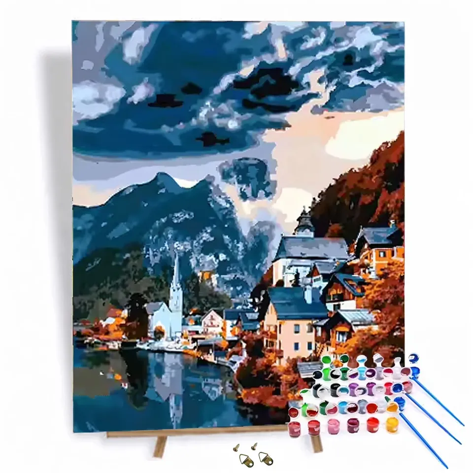 Craftsy By i Bjerget mal efter tal 40x50 cm uden ramme