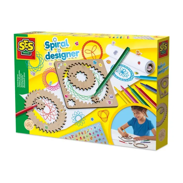SES Creative spiral designer træhjul tegnesæt
