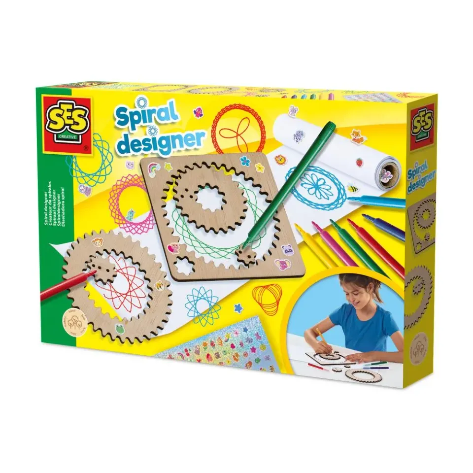 SES Creative spiral designer træhjul tegnesæt