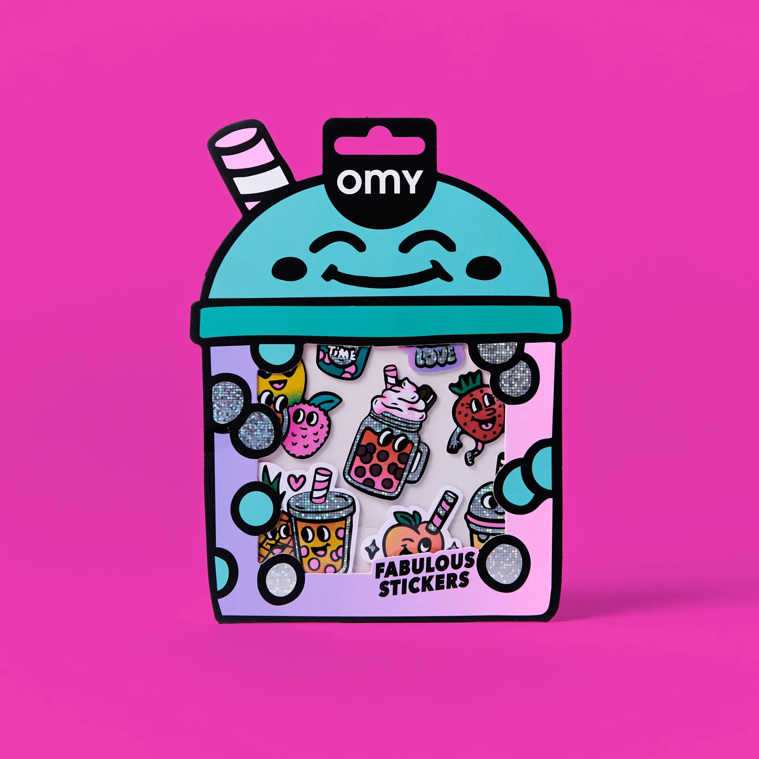 OMY Big Bubble Tea stickers fluoro holografiske