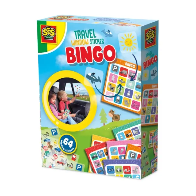 SES Creative Rejsebingo vinduesspil 6 plader 64 stickers