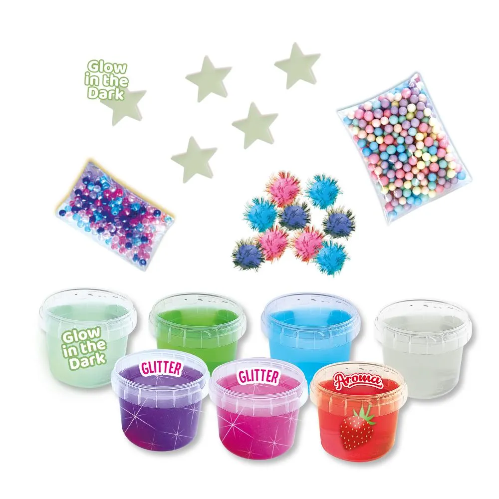 SES Creative Mix it Mania slime sæt 7 bøtter glitter