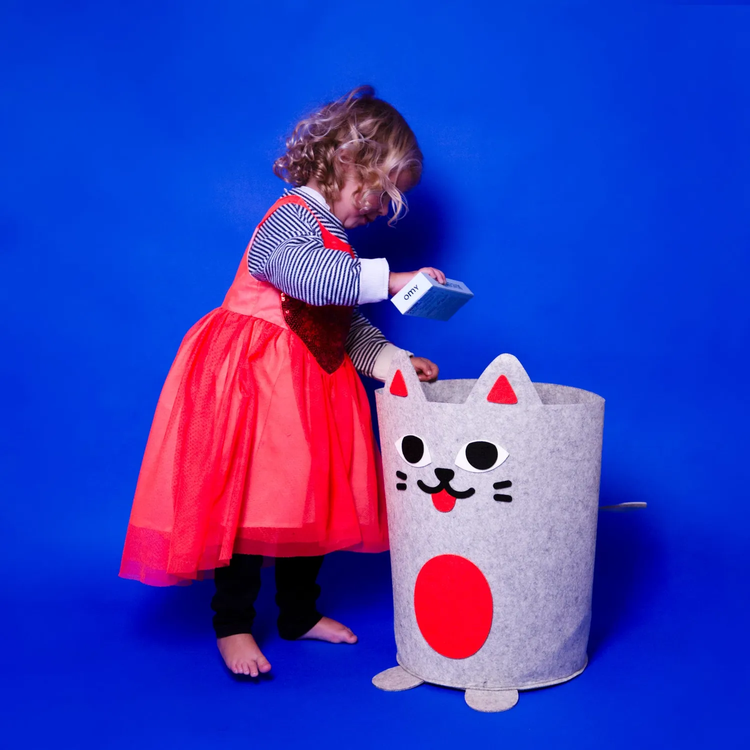 OMY Tidy bag Kitty opbevaringskurv filt