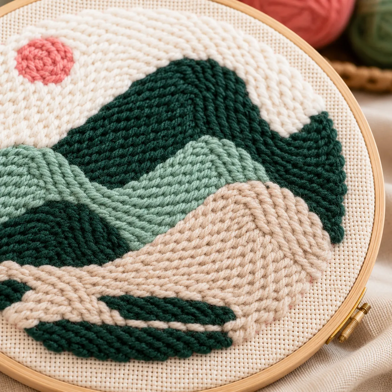 craftsy.dk Bjerglandskab punch needle sæt 20 cm landskab
