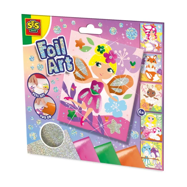 SES Creative Foil Art Eventyrvenner foliesæt 6 kort – metallic