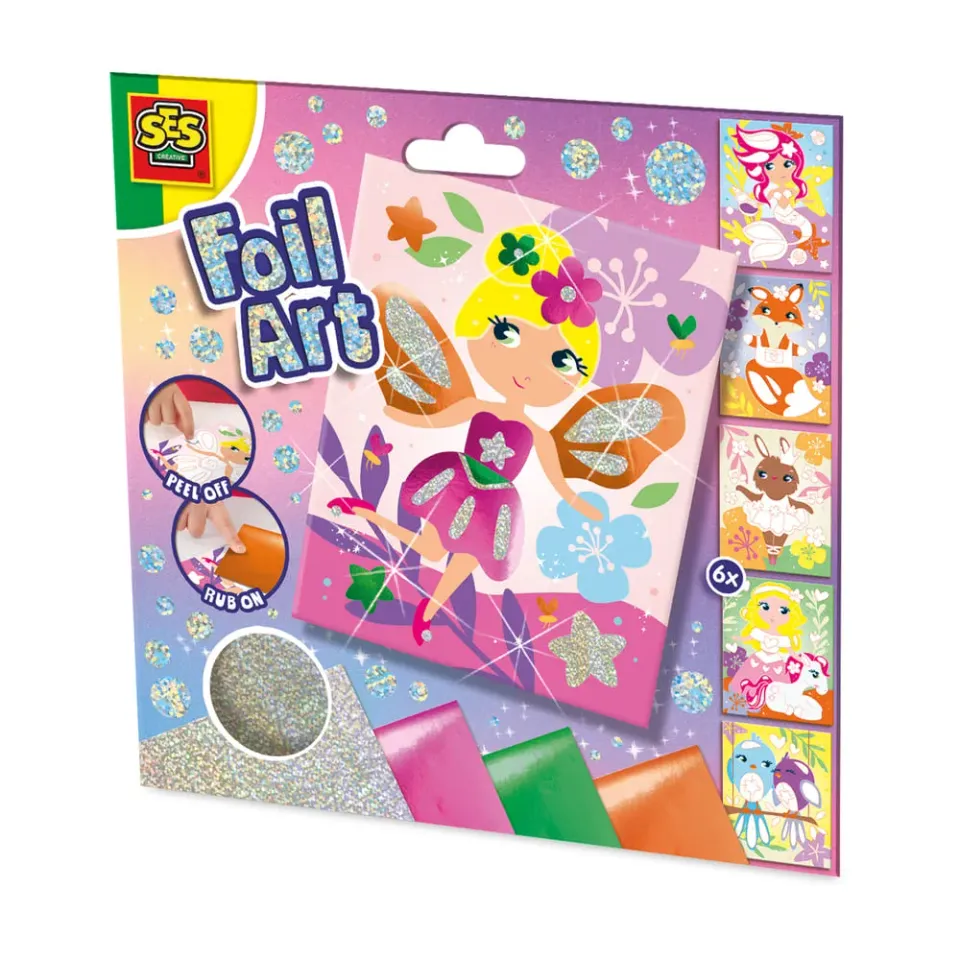 SES Creative Foil Art Eventyrvenner foliesæt 6 kort – metallic